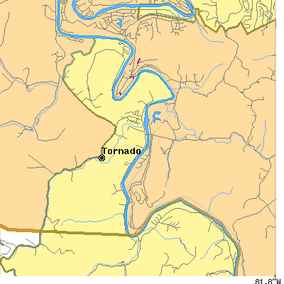 Zip code 25202 close-up map