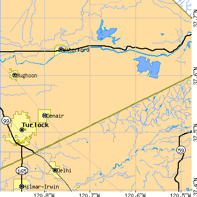 Zip code 95316 close-up map