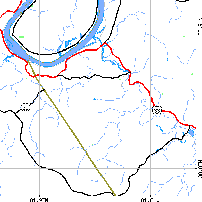 Zip code 25239 close-up map