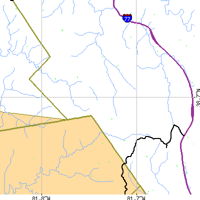 Zip code 25245 close-up map