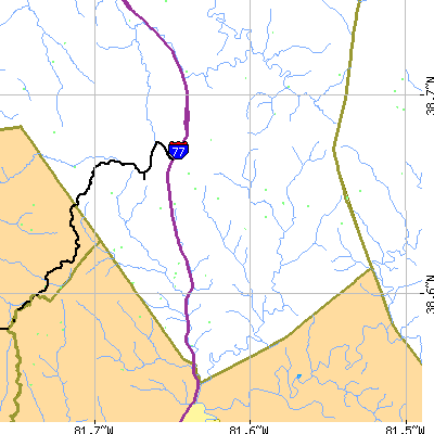 Zip code 25248 close-up map