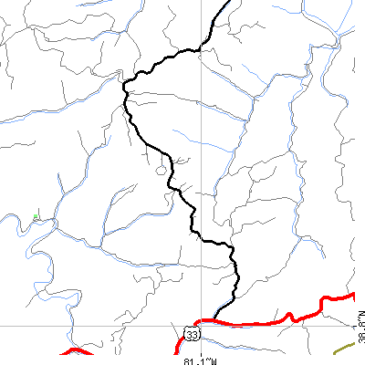 Zip code 25261 close-up map