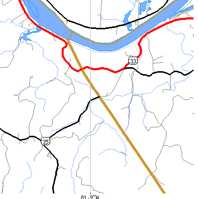 Zip code 25264 close-up map