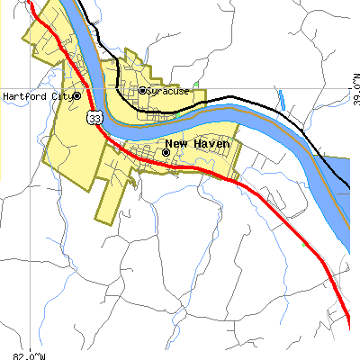 Zip code 25265 close-up map