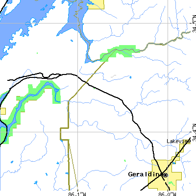 Zip code 35975 close-up map