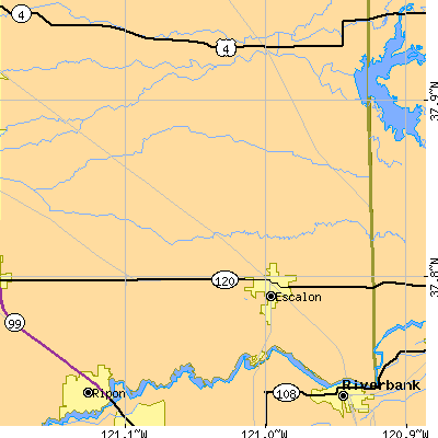 Zip code 95320 close-up map