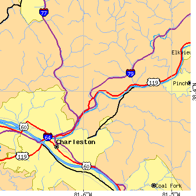 Zip code 25302 close-up map