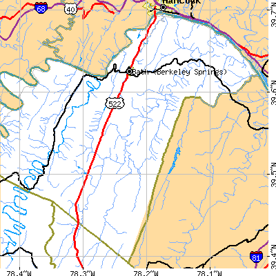 Zip code 25411 close-up map