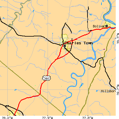 Zip code 25414 close-up map