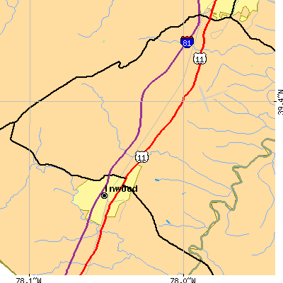 Zip code 25428 close-up map