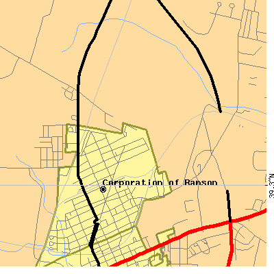 Zip code 25438 close-up map