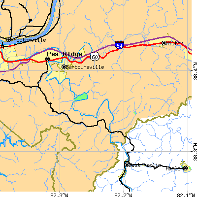 Zip code 25504 close-up map