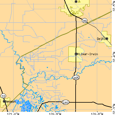 Zip code 95324 close-up map