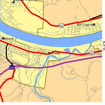 Zip code 25507 close-up map
