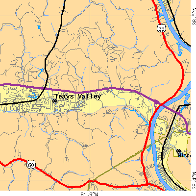 Zip code 25560 close-up map