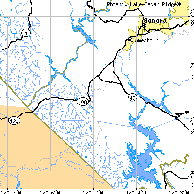 Zip code 95327 close-up map
