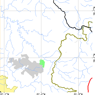 Zip code 25565 close-up map