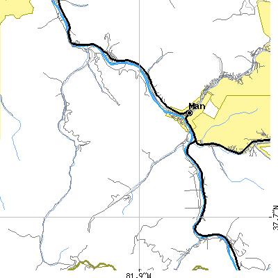 Zip code 25635 close-up map