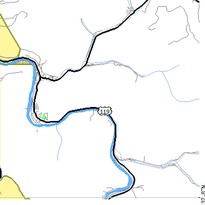 Zip code 25646 close-up map
