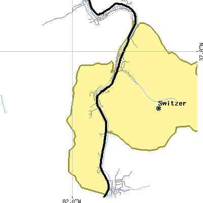 Zip code 25647 close-up map