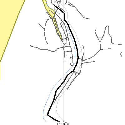 Zip code 25653 close-up map
