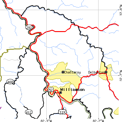 Zip code 25661 close-up map