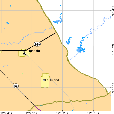 Zip code 95333 close-up map