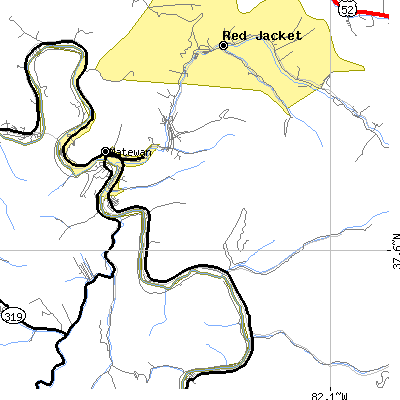 Zip code 25678 close-up map