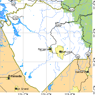 Zip code 95338 close-up map