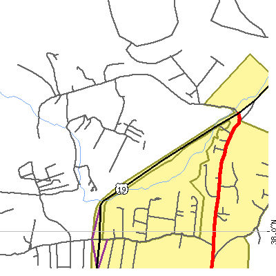 Zip code 25866 close-up map