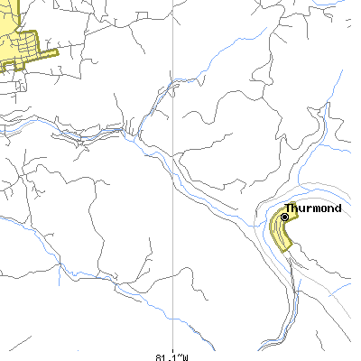 Zip code 25879 close-up map