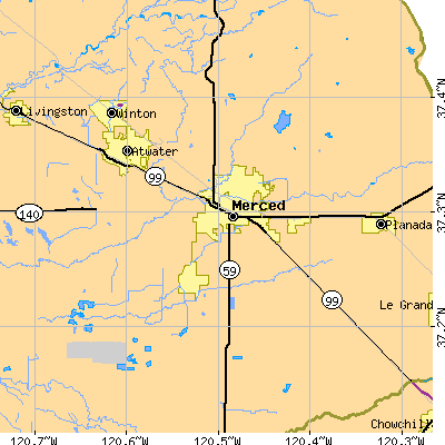 Zip code 95340 close-up map