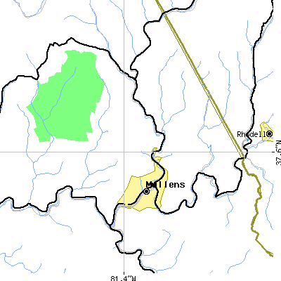 Zip code 25882 close-up map