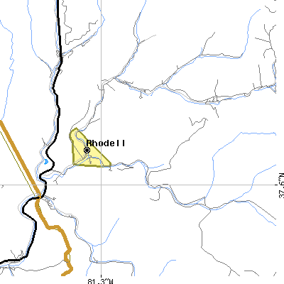 Zip code 25915 close-up map