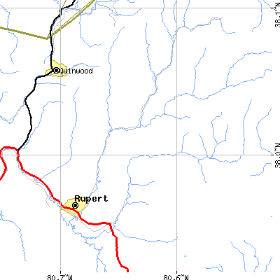 Zip code 25984 close-up map