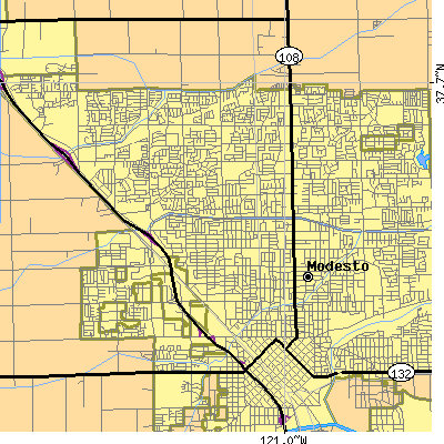 Zip code 95350 close-up map