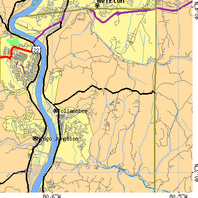 Zip code 26035 close-up map