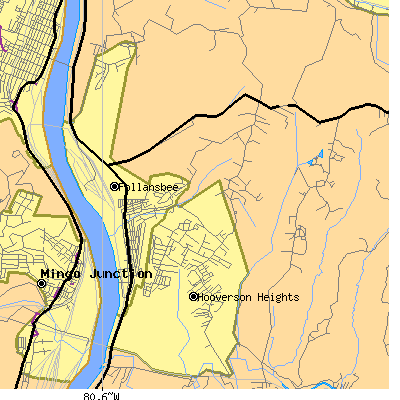 Zip code 26037 close-up map