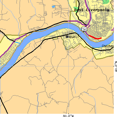 Zip code 26050 close-up map