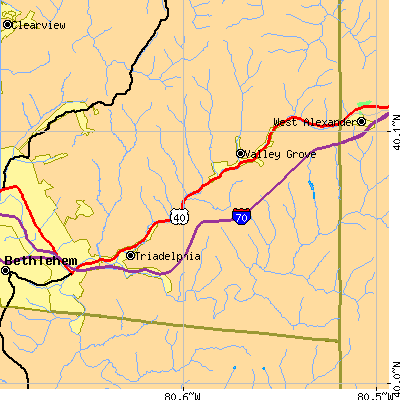 Zip code 26059 close-up map