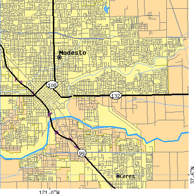 Zip code 95354 close-up map