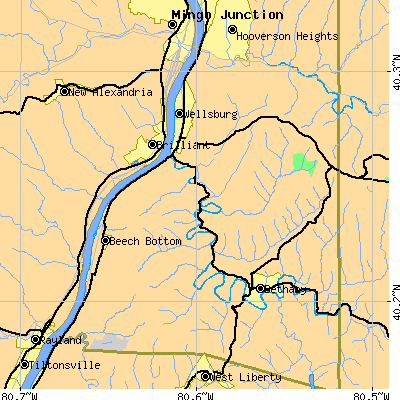 Zip code 26070 close-up map