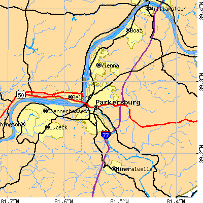 Zip code 26101 close-up map
