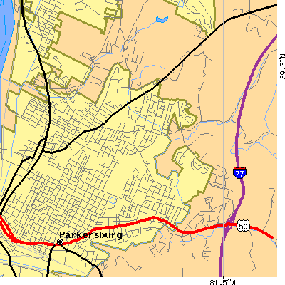 Zip code 26104 close-up map