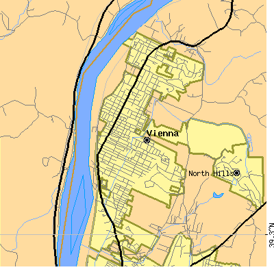 Zip code 26105 close-up map