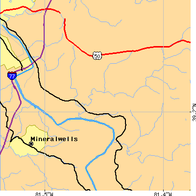 Zip code 26142 close-up map