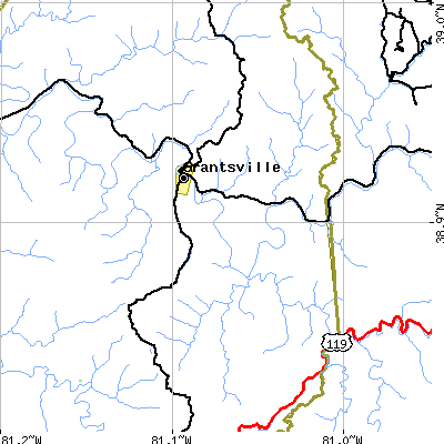 Zip code 26147 close-up map