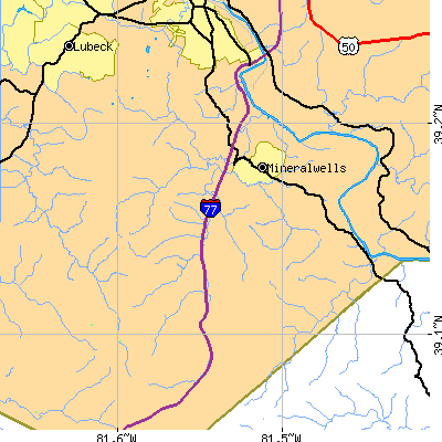 Zip code 26150 close-up map