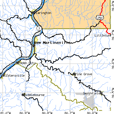 Zip code 26155 close-up map