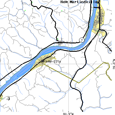 Zip code 26159 close-up map